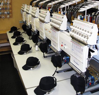 The 6 head Barudan embroidery machine with caps
